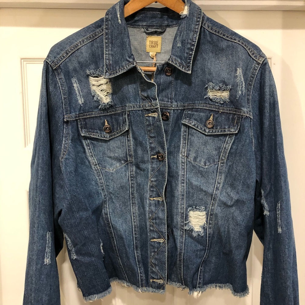 True Craft Women’s Plus 3x cropped Jean Jacket